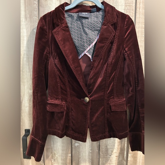 Anthropologie Deep Red Velvet Blazer - Picture 8 of 14